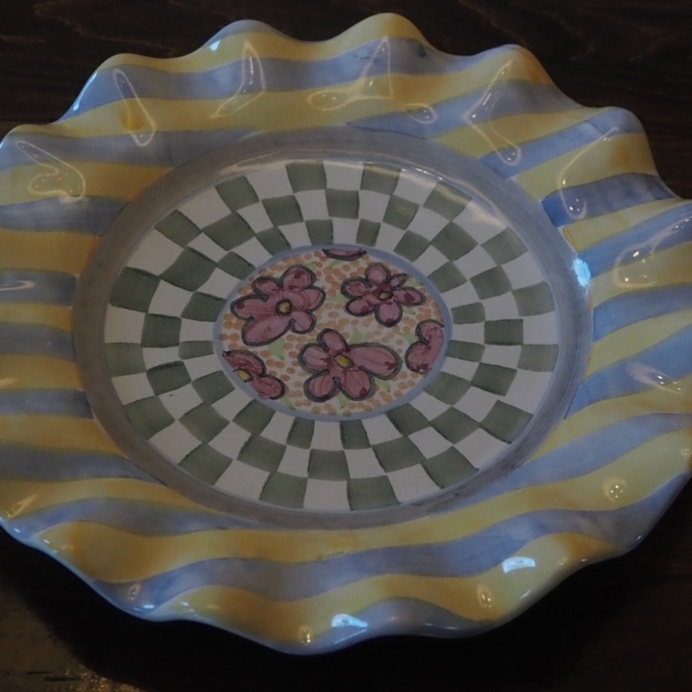 Myrtle pattern retired in 2006. Ceramic Plate with Yellow and Pink Floral Design